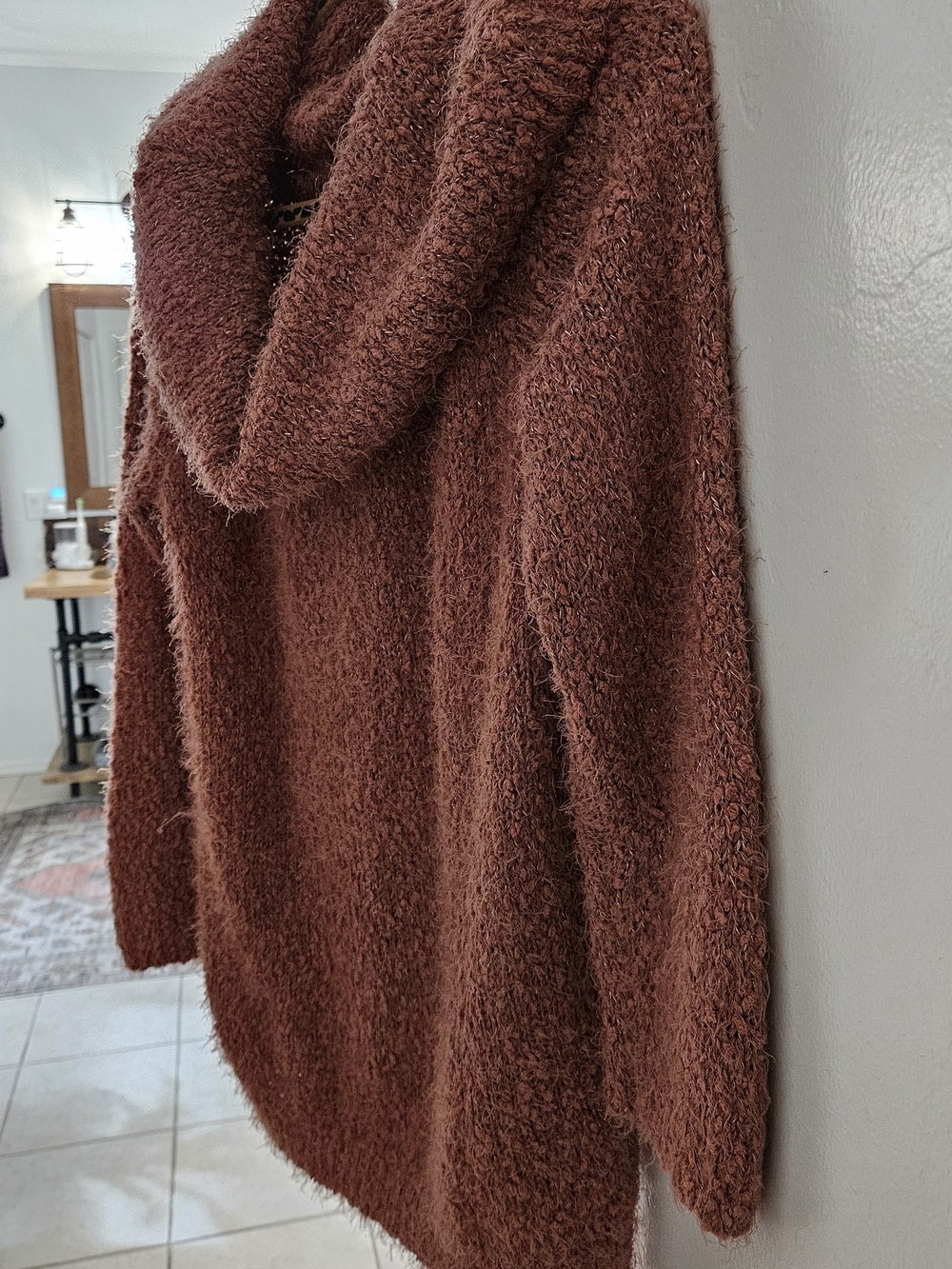 LC Lauren Conrad Rusty Brown Fuzzy Cowl Sweater
